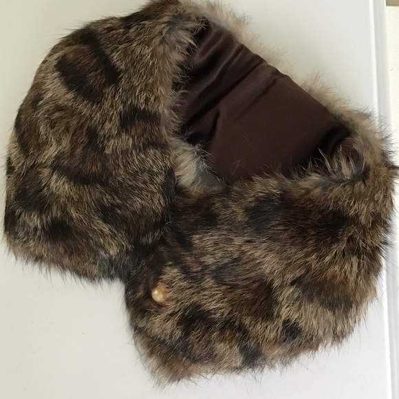 Brown leopard print fur collar in brand new condition with tags - Picture 5 of 5